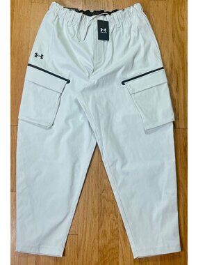 Under Armour Unstoppable Utility Loose Fit Off White Cargo Pants 1388827 - Men L